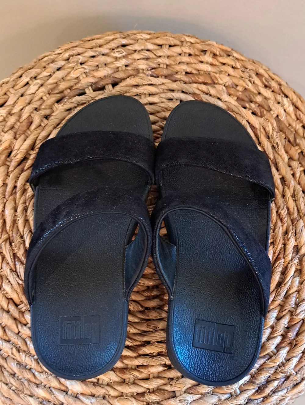 Fitflop Womens Lulu Summer/Athleisure Shimmerlux Suede Slide Sandals 7
